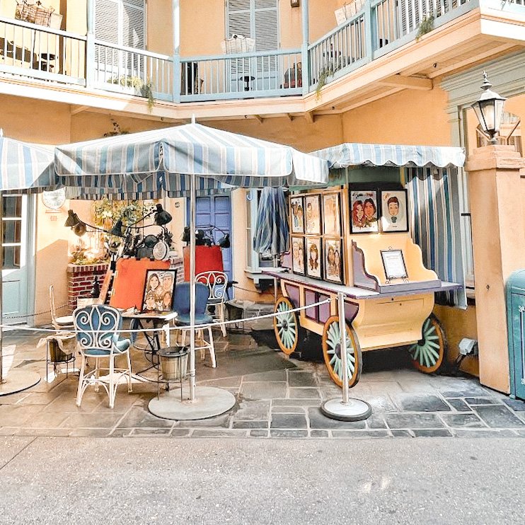 Photo of our portrait and caricature location at Disneyland