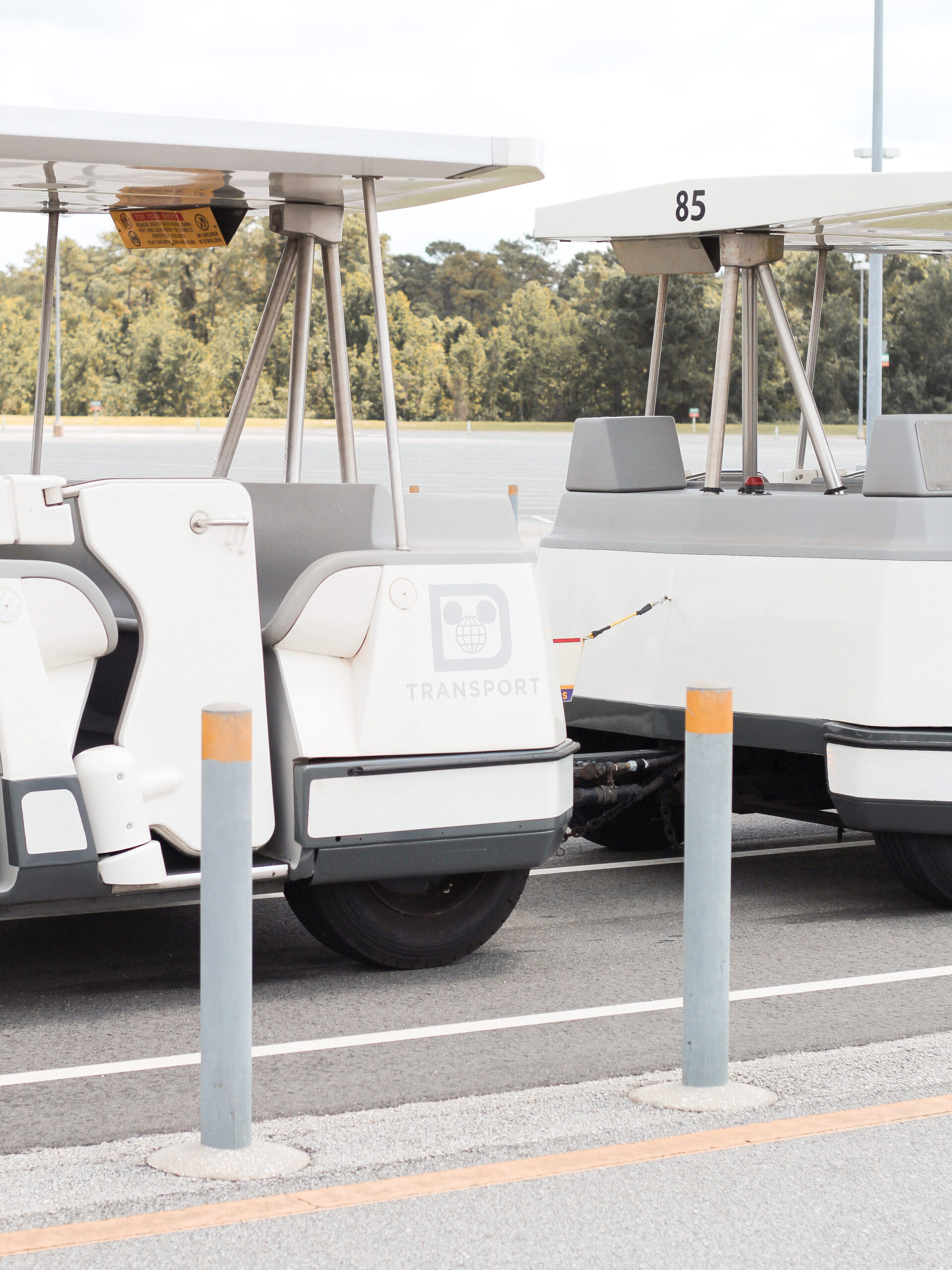 Balloons are allowed on Walt Disney World parking lot trams, such as these.