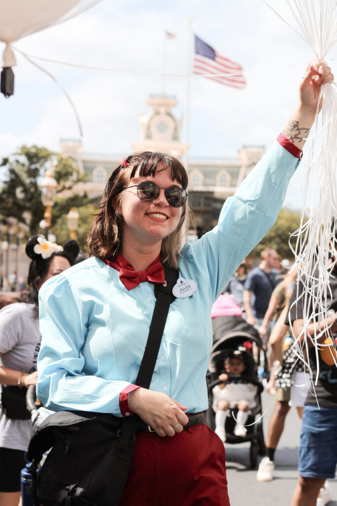 Rubio Arts cast member wearing the new costume for balloon vendors