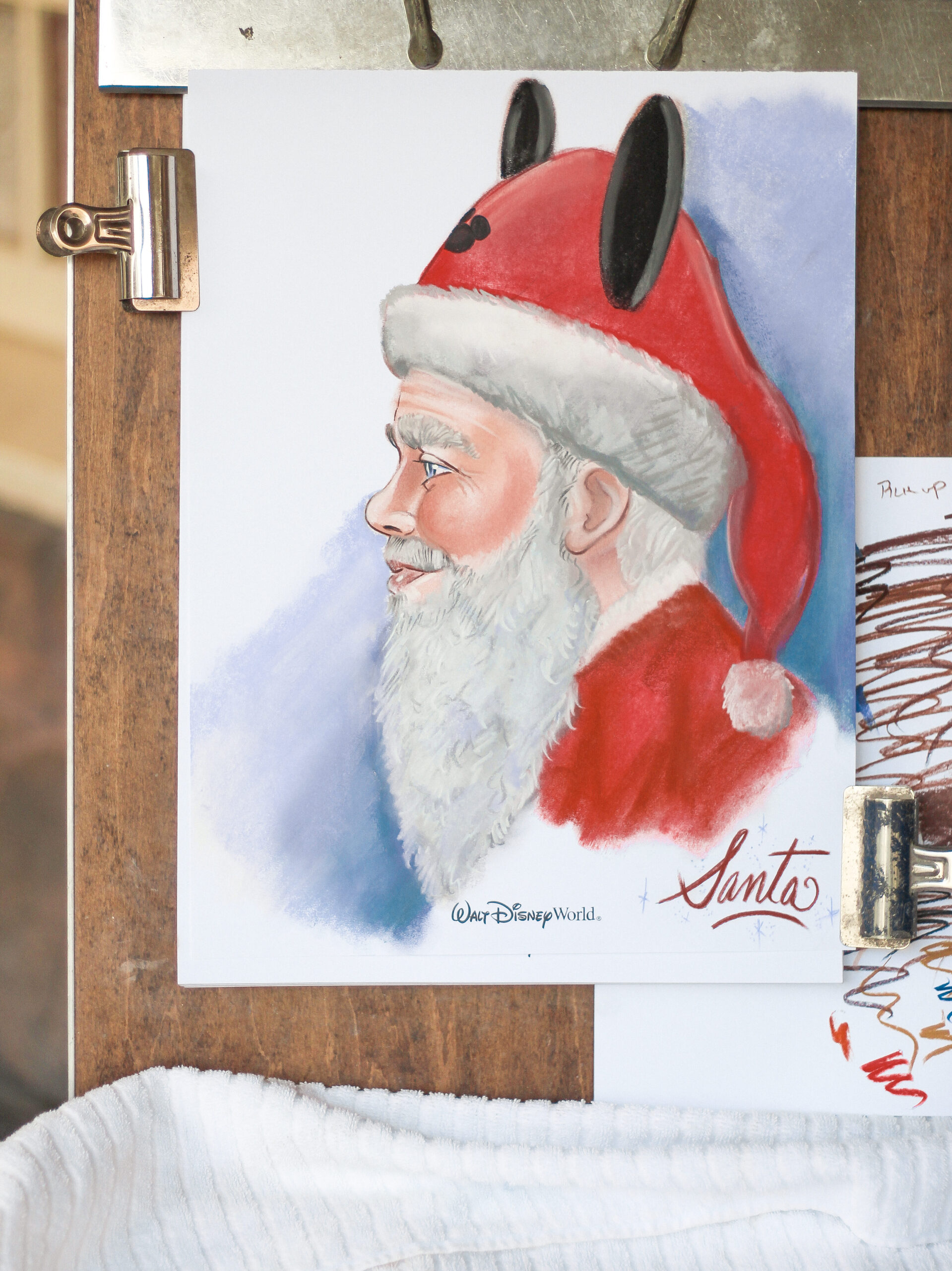 Side profile holiday portrait of Santa Claus