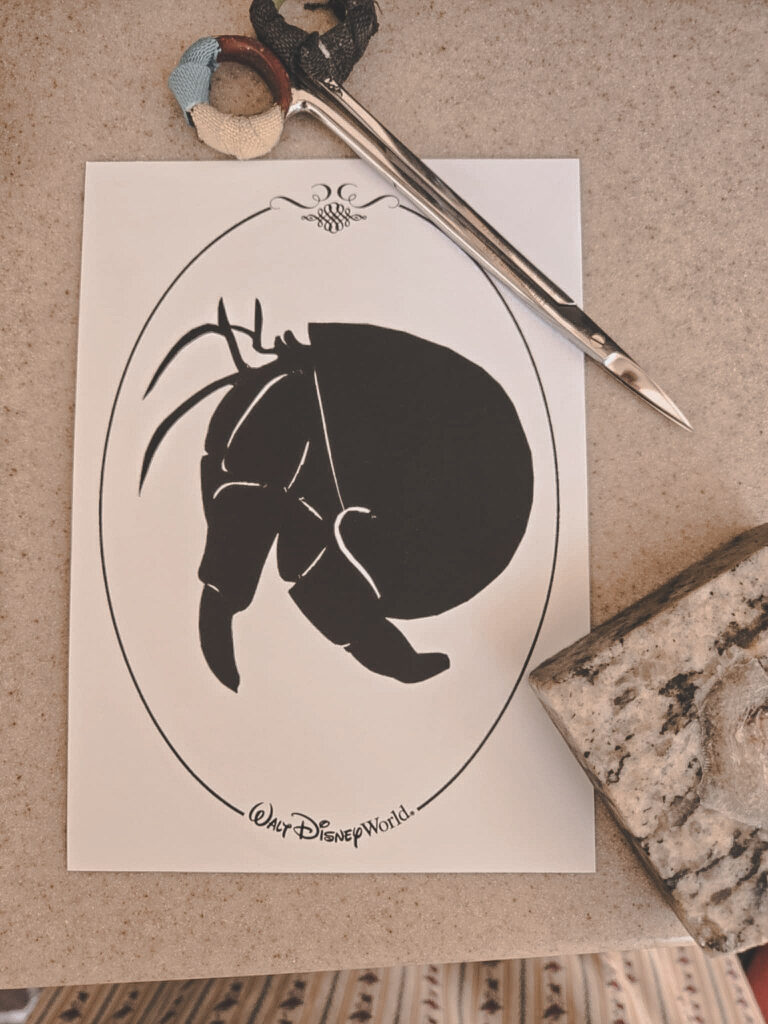Hermit crab silhouette made at Magic Kingdom