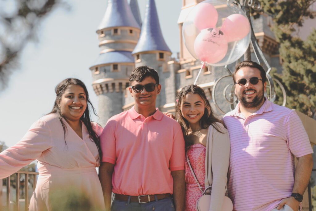pink Valentine's Day balloons at Magic Kingdom