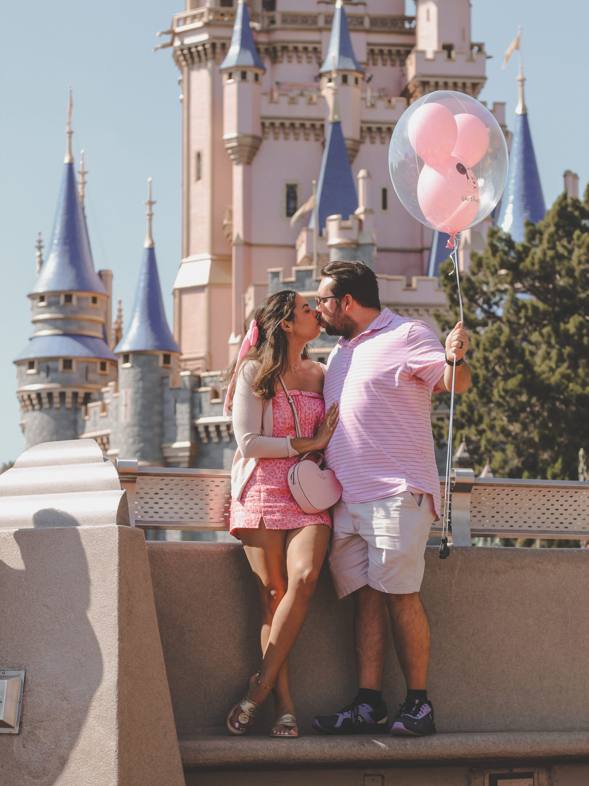 pink Valentine's Day balloons at Magic Kingdom